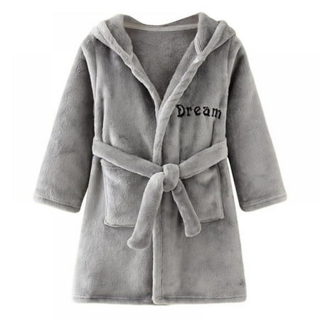 

Flannel Cotton Kids Girls Hooded Bathrobe Letter Print Toddler Boys Robe Baby Clothing Sleepwear