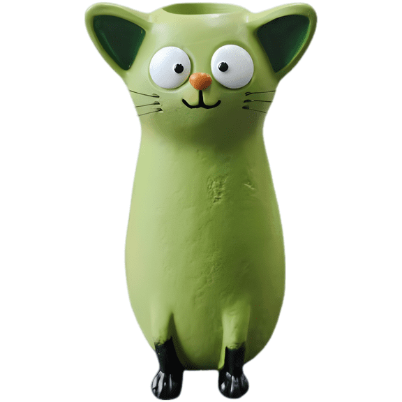 5.3 in Quirky Cat Vase, Whimsical Resin Flower Vase with Vivid Expressions, Cute Kitten Sculpture and Small Flower Pot, Cat Lover Desk Ornament for Home Tabletop Office Shelf Decor