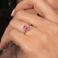 thumbnail image 4 of Gem Stone King 925 Silver and 10K Yellow Gold Pink Mystic Topaz and White Lab Grown Diamond 3-Stone Engagement Ring for Women (1.53 Cttw, Round 6MM, Gemstone November Birthstone, Size 8), 4 of 4