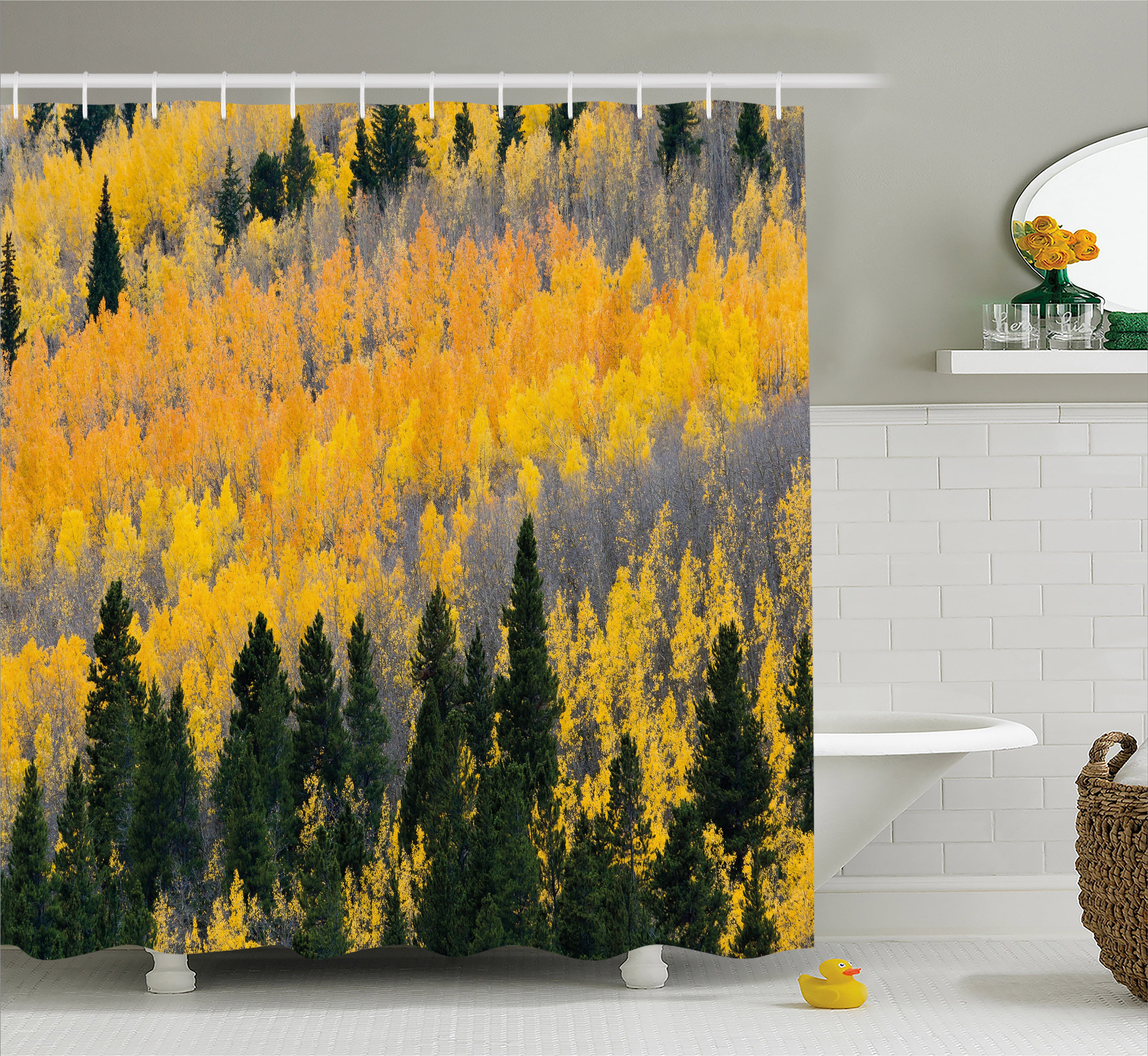 Fall Decor Shower Curtain, Colorful Aspen Forest in ...