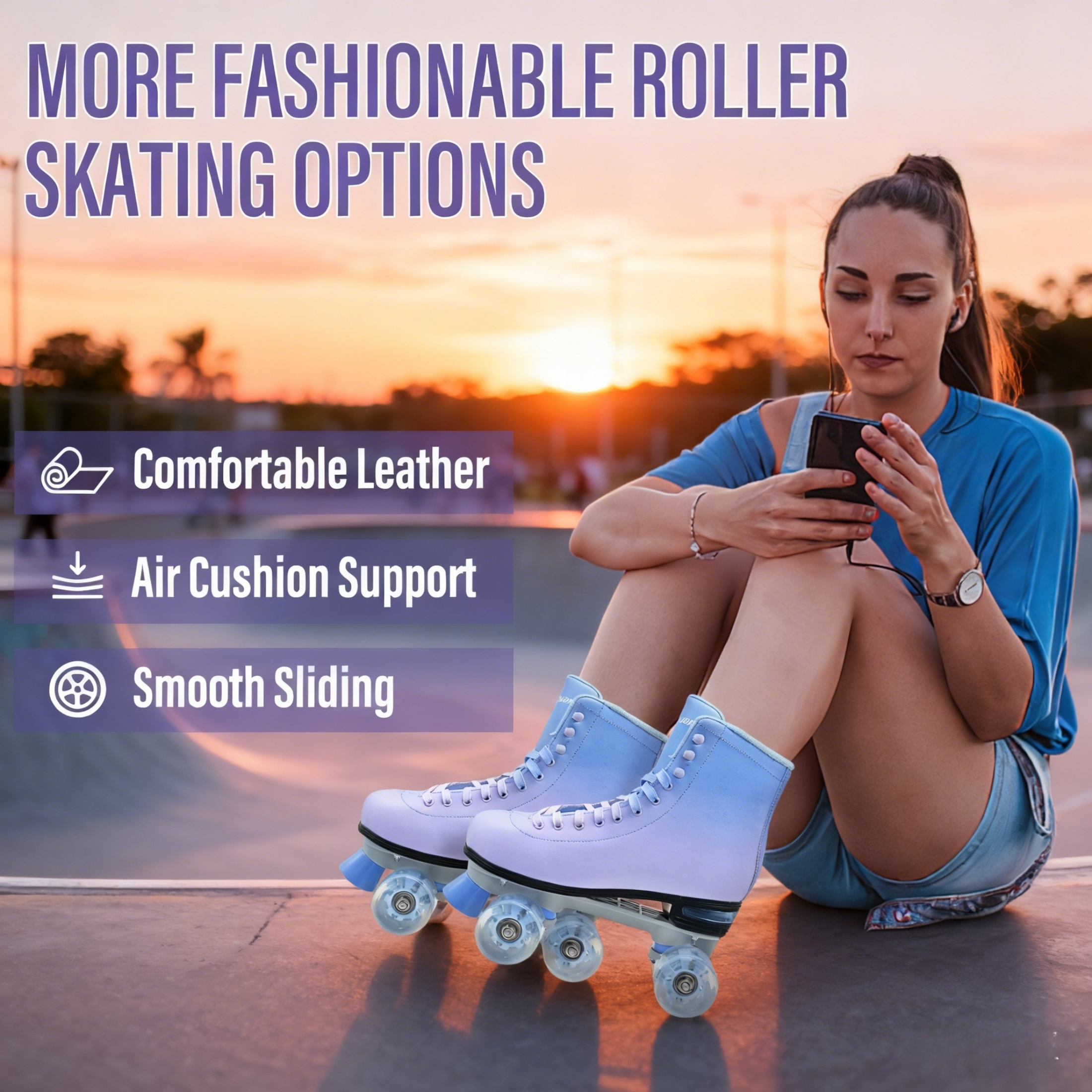 JZY Quad Roller Skates with Light-Up Wheels,High-Top Design for Women, Men & Teens