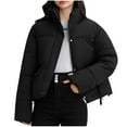 thumbnail image 3 of Kmdttou Womens Winter Coats Puffer Jacket Womens Solid Color Fshion Pocket Hodded Keep Warm Coat, 3 of 7
