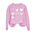 thumbnail image 4 of Penkiiy Chandail en Molleton Imprimé Cœur pour Femmes Manches Longues Col Rond Décontracté Vintage Amour Graphique Pull TP Rose, 4 of 4