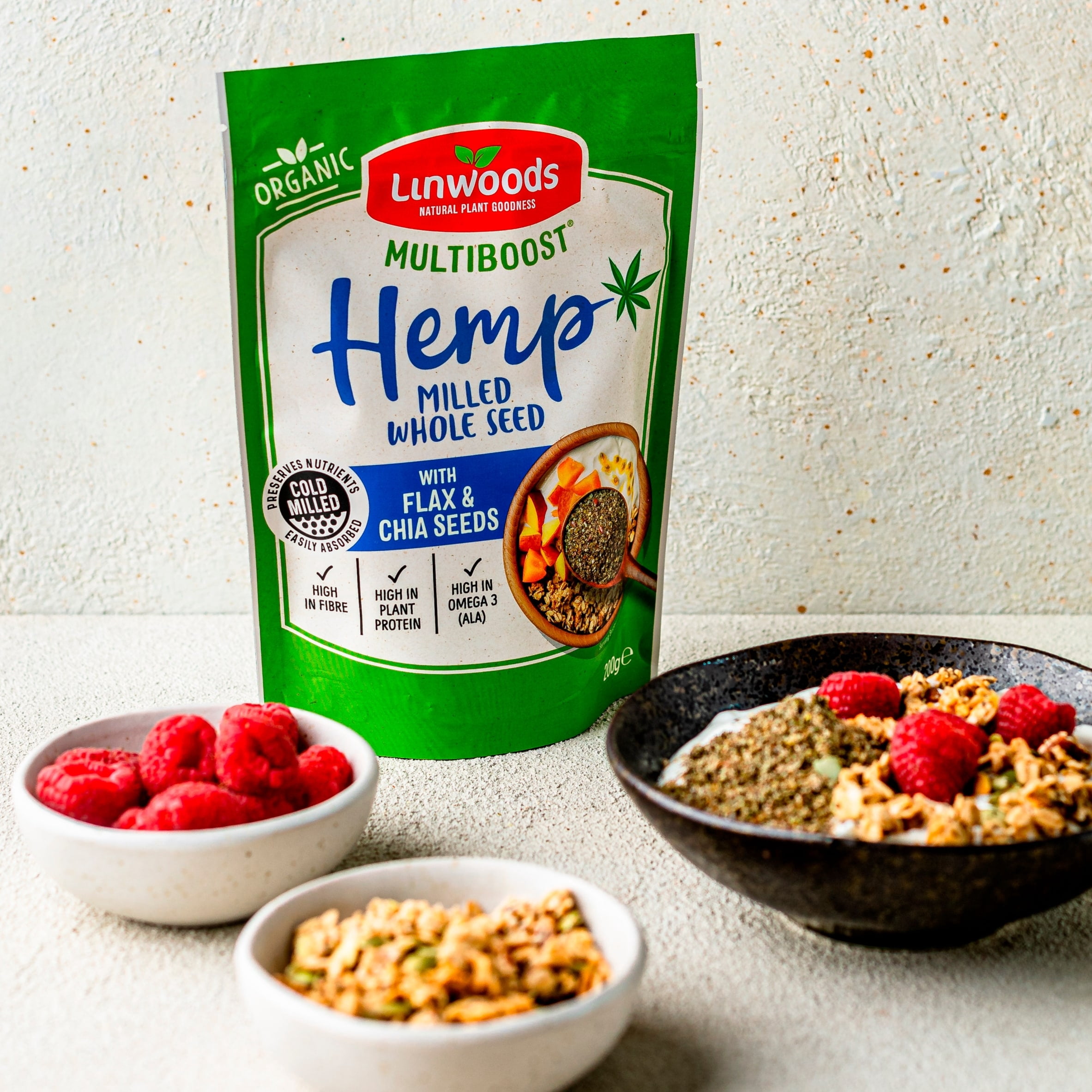 Linwoods Organic Milled Hemp Flax & Chia Seeds 200G, Imported from Britain
