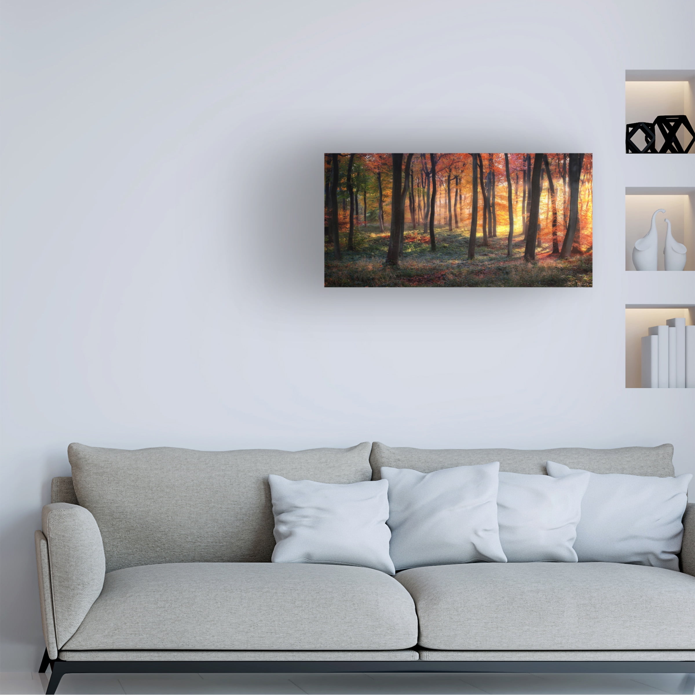 Photokes 'Autumn Woodland Sunrise' Canvas Art