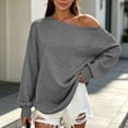 thumbnail image 6 of ZGRBOU Womens Off Shoulder Sweatshirts Oversized Long Sleeve Pullover Fall Asymmetric Neck Drop Shoulder Tops, 6 of 7
