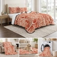 thumbnail image 6 of Quilts Twin Size Bedding Set, Coral Branches Lightweight Quilted Comforter, Terracotta Orange Boho Modern Abstract Art Soft Reversible Bedspread Coverlet with Pillow Covers for All Season, 68" x 86", 6 of 9
