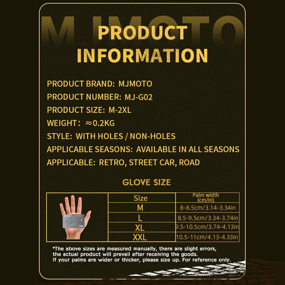 MJMOTO Classic Retro Leather Motorcycle Riding Gloves Summer Wear-Resistant Anti-Slip Men Women Mountain Bike Moto Biker Bicycle Accessories