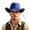 Blue, variant on Wide Curved Brim Western Cowboy Hat Decorative Beaded Lightweight Felt Fedora Hat Travel Party Vintage Sun Hat For Men Women Black
