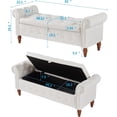thumbnail image 3 of Wattne 63in Ottoman Bench Folding Storage Ottoman Bench Tufted Fabric Entryway Bench with Arms Footstool with Large Storage Foot Rest Seat Rolled Arms Cushioned Ottoman Beige, 3 of 7