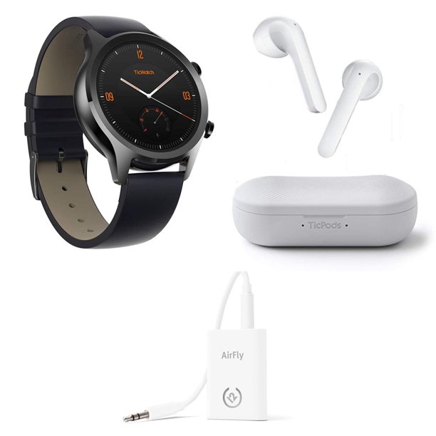Ticwatch Bundle With Ticwatch C2 Black Wear Os Smartwatch Ticpods 2 True Wireless Earbuds Ice Twelve South Airfly Walmart Com Walmart Com
