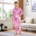 thumbnail image 6 of 1 Piece Adult Onesie Pajamas Cozy & Loose-Fit Sleepsuit Loungewear with Pockets Pink Butterfly Pattern Medium, 6 of 7
