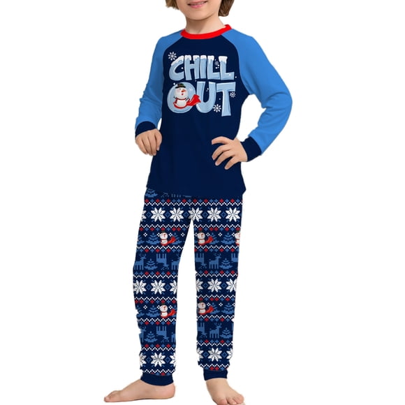 Txlixc Traje de pijama de Navidad familiar, blusa de manga larga impresa con letras + pantalones impresos de alce Snowflake Santa Claus Txlixc moda