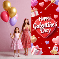 thumbnail image 5 of Red Theme Galentine's Day Banner Pink Heart Display Heart Pattern Cherry Decoration Sweet Backdrop for Galentine's Party Girls' Gathering Friendship Celebration, 5 of 6