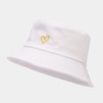 thumbnail image 5 of Summer Hats for Women Unisex Heart Embroidered Cotton Bucket Hat Outdoor Sun Fishing White M, 5 of 7