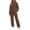 Coffee, variant on Zynoxe Womens Plus Size Lounge Sets Casual Solid Color Crew Neck Shirt and Wide Leg Sweatpants Sweatsuits Soft Comfy Two Piece Outfit for Daily Wear
