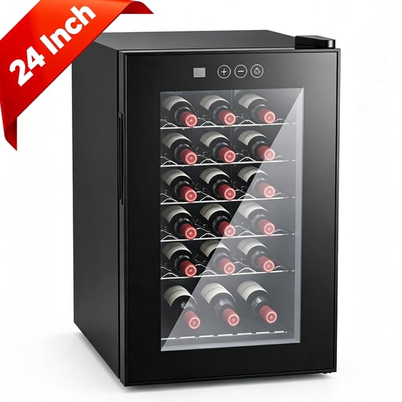 Electric Wine Cooler with Digital Touchscreen, 18 bottle Freestanding Mini Fridge, LED Display Freestanding Wine Cellar for Office