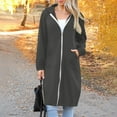 thumbnail image 6 of Women Casual Zip up Hoodies Sweatshirt Long Hoodie Jacket Oversized Fall Winter Coats Fashion Women's Solid Color Long Coat Classic Slim Overcoat with Pocket Lightweight Cardigans for Women, 6 of 9