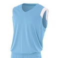 thumbnail image 2 of A4 Moisture Management V-Neck Muscle For Men in Lt Blue/White | N2340, 2 of 2