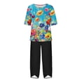 thumbnail image 4 of Lounge Sets for Women 2 Piece Fall Pants Sets Women 2 Piece Outfits Women's Casual Round Neck Short Sleeve Top And Pants Digital Printing Two-piece Set, 4 of 5