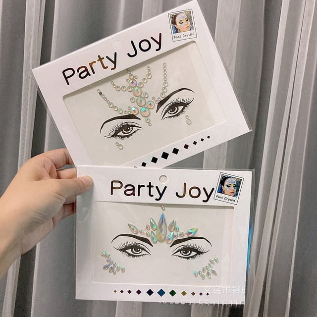 Pegatinas luminosas para la cara de Halloween, pegatinas para tatuajes faciales, pegatinas de resina acrílica con diamantes, pegatinas para tatuajes europeos y americanos