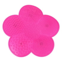 Unique Bargains 1 Pc Flower-shaped Makeup Sponge brush cleaning mat Rose Red