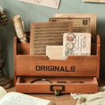 thumbnail image 5 of Organizador de almacenamiento de escritorio con cajón, caja de almacenamiento de escritorio de varios niveles, soporte de madera para correo, accesorios de oficina, 5 of 5