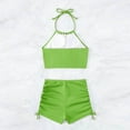 thumbnail image 5 of UTSJKR Women High Waisted Shorts Bikini Sets Tummy Control Swimsuit Two Piece Halter Drawstring Bathing Suit Green XL, 5 of 5