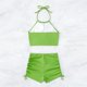 thumbnail image 5 of Traje de baño para mujer, conjunto de bikini sin espalda con cuerpo dividido de color sólido para mujer, trajes de baño para mujer, 5 of 5