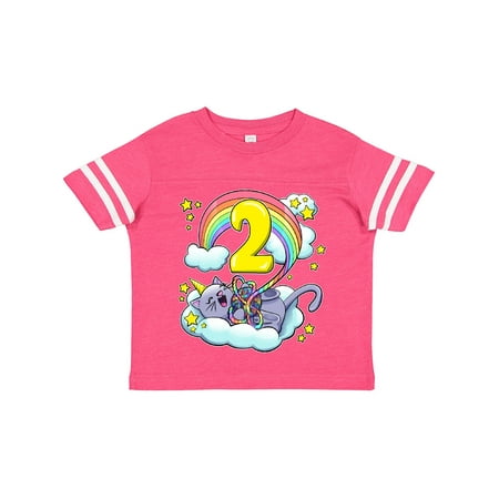 

Inktastic 2nd Birthday Unicorn Cat Rainbow Gift Toddler Boy or Toddler Girl T-Shirt