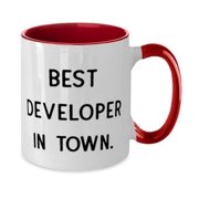Gag Developer Gifts, Best Developer in Town, Fun Birthday Two Tone 11oz Mug For Friends From Friends, Software developer gifts, Programmer gifts, Coding gifts, Computer science gifts, Tech gifts