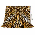 thumbnail image 2 of Wildlife Leopard Rosette Tiger Stripe Animal Pattern Art, Dramatic Artistic Scene, Warm Flannel Blanket for Cabin and Lodge, Wildlife Lovers Thanksgiving Gift, Artistic Home Decor, 2 of 9