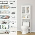 thumbnail image 4 of Over The Toilet Storage Cabinet, Bathroom above The Toilet Rack, Bathroom Adjustable Shelf Organizer with Open Bottom Bar and Anti-Tip Device, White, 4 of 7