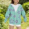 thumbnail image 4 of SonxaHe Little Girl' Jacket Star Print Long Sleeve Zip Hooded Sweatshirt Lightweight Athletic Jackets Green,Sized 6-7, 4 of 4