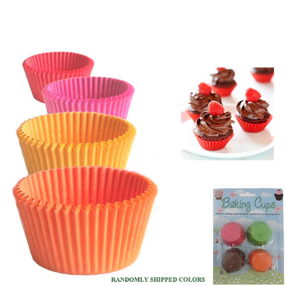 300 Pcs Mini Paper Cake Cup Liners Baking Cupcake Cases Muffin Cake Random Color 