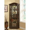 thumbnail image 1 of 5 Shelf Corner Curio Cabinet With Shaped Crown & Base, Brown, 1 of 1