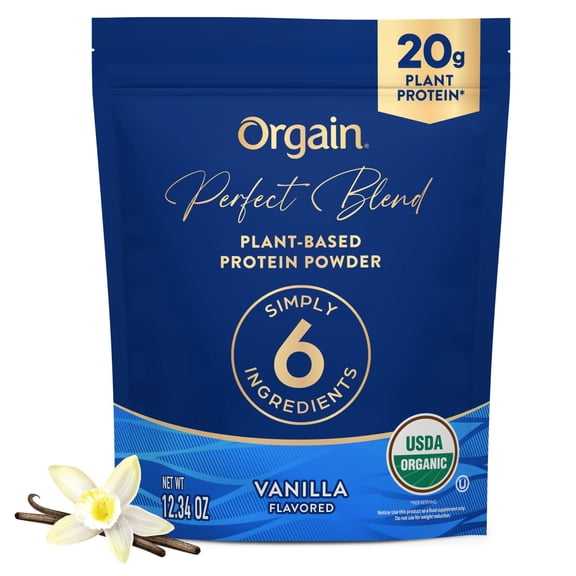 Orgain Organic Perfect Blend Plant Based Protein Powder, Vanilla, 12.34 oz