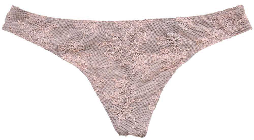 Victoria/'s Secret Low-Rise V-String Lace Beige Pantie L