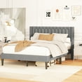 thumbnail image 4 of Gymax Queen Size Bed Frame Linen Fabric Upholstered Platform Bed w/Wingback Headboard Gray, 4 of 10
