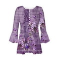 thumbnail image 4 of bnaln Womens Shirts and Blouses 3/4 Length Sleeve Dressy Casual Blouse Summer T-Shirts V Neck Button Down Pleated Tshirts Boho Floral Tees Ladies Elegant Tunic Tops Spring Clothes, 4 of 5