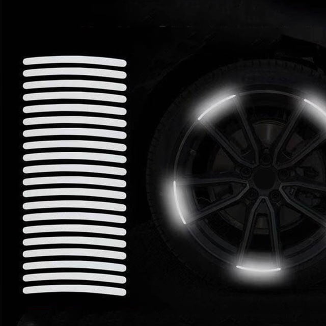 Active Radiance 20pcs Car Tire Rim Reflective Sticker Night Warning Strip Motorcycle Decals Auto Reflector Bike Wheel Hub Stickers