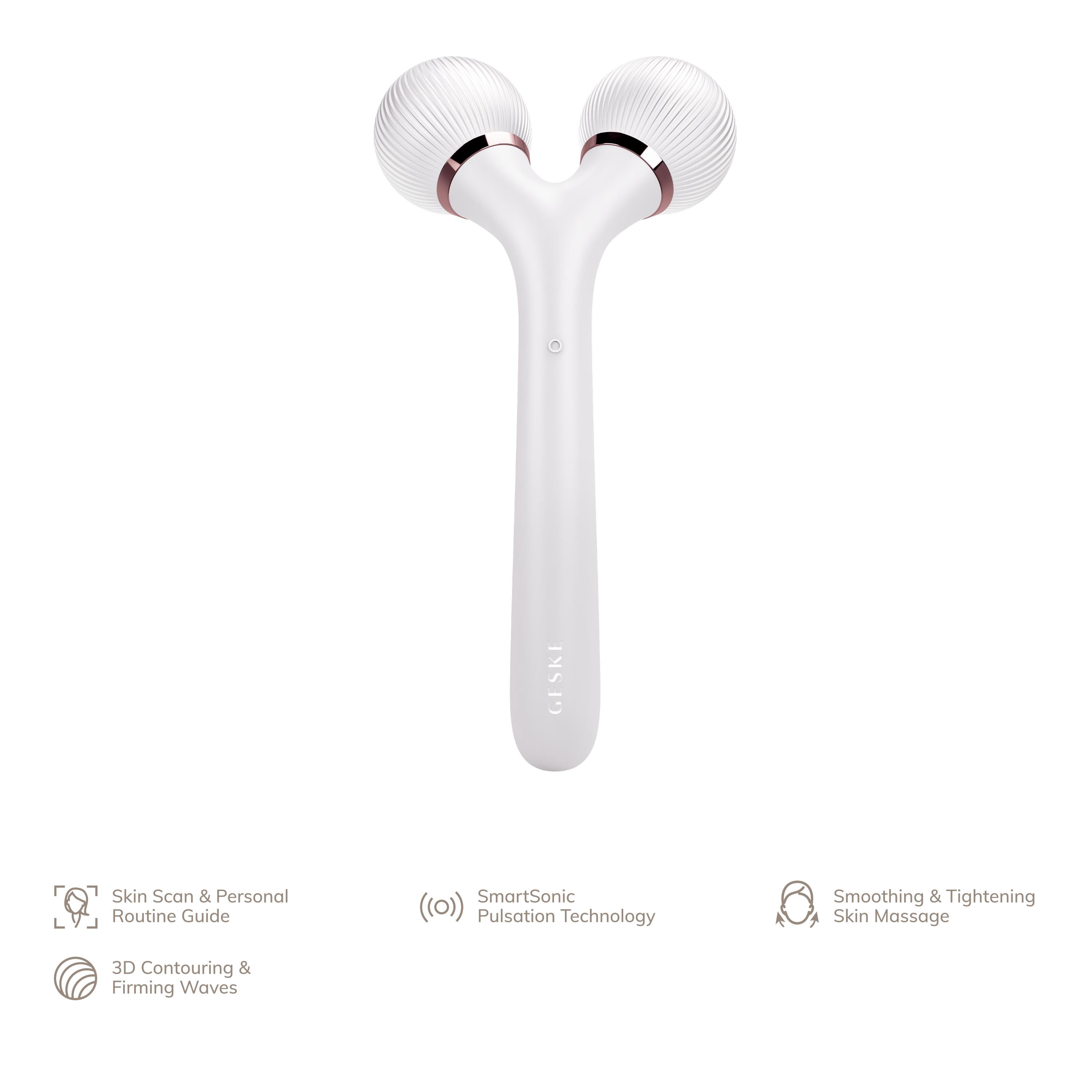 GESKE SmartAppGuided™ Sonic Facial & Body Roller | 4 in 1 | Derma Roller | Facial & Body Dermasmooth Stimulator | Derma Roll | Professional Facial & Body Roller | Dermaroller for Skincare and Beauty
