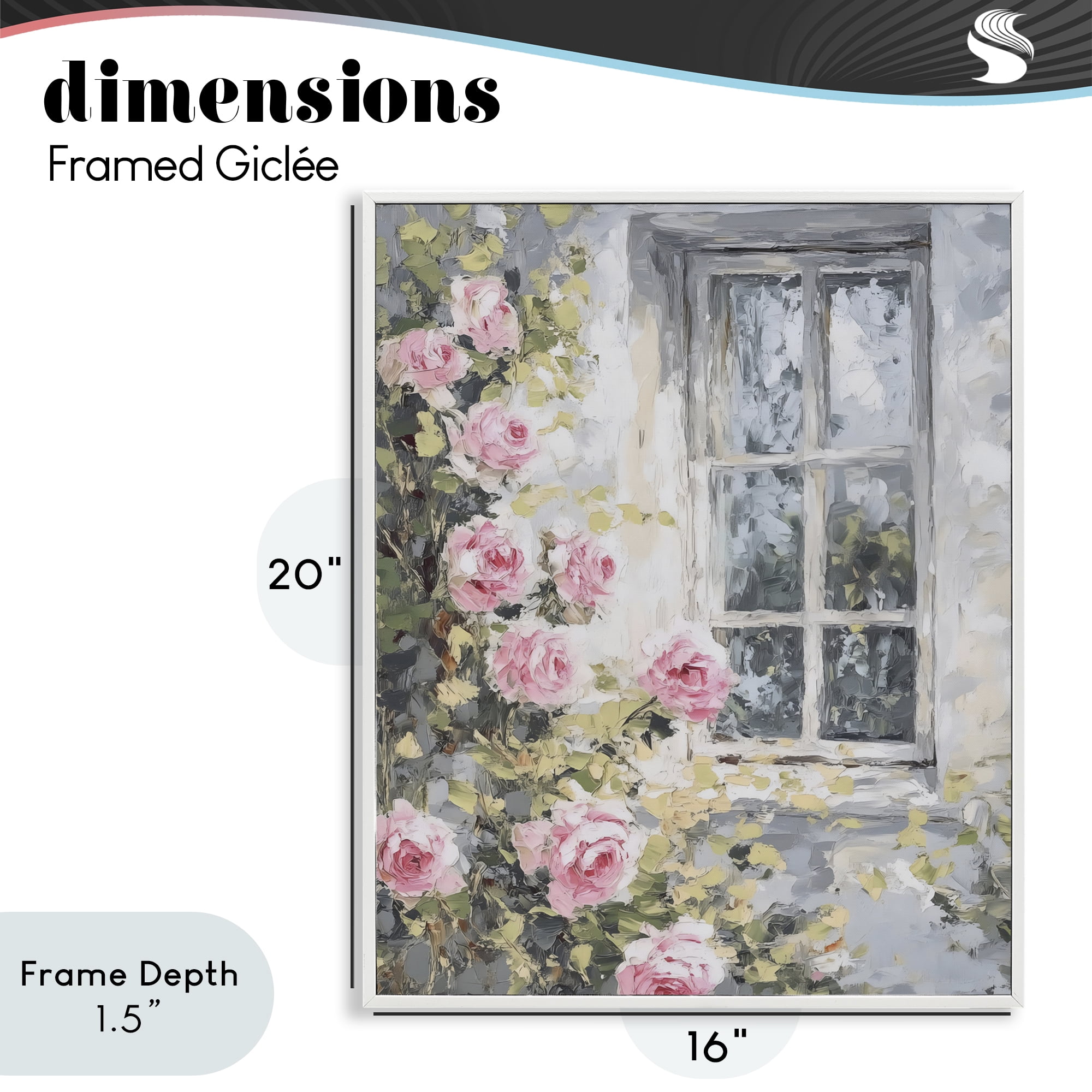 Stupell Industries View Of Roses Cottage Window White Framed Giclee Art, design by LSR Design Studio