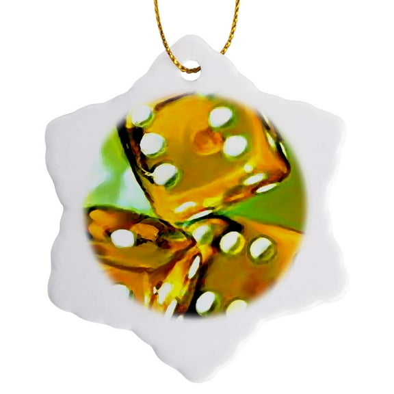 3drose, Dice, 3 inch Snowflake Porcelain Ornament