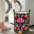 thumbnail image 4 of Lsque Colorful Floral Embroidery Mexican pattern Laundry Hamper Basket, Tall Woven Rope Hamper Basket for Clothes, Lightweight Storage Basket, Collapsible Waterproof-Small, 4 of 8