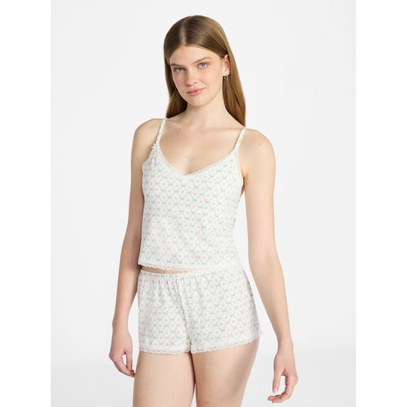 No Boundaries Single Jersey Lace Sleep Cami Top, Women's XXS-3X