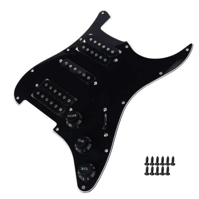 11 Mounting Screws Knob Loaded Prewired Pickguard, Electric Guitar Board, US Standard Specification For Beginner Guitar Lovers Noire
