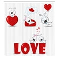thumbnail image 3 of Ambesonne Valentines Day Shower Curtain, Puppy His Hers, 69"Wx70"L, Red White, 3 of 3