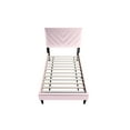 thumbnail image 6 of Poundex Adjustable V-Stitch Headboard Twin Bed Frame in Pink Velvet, 6 of 8