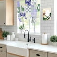 thumbnail image 5 of Spring Floral Checkered Tie Up Curtains 45 Inches Long, Kitchen Window Curtains Over Sink, Sage Green Purple Buffalo Plaid Small Window Curtains Shade Balloon Curtains Valances for Bedroom 34"x45", 5 of 8